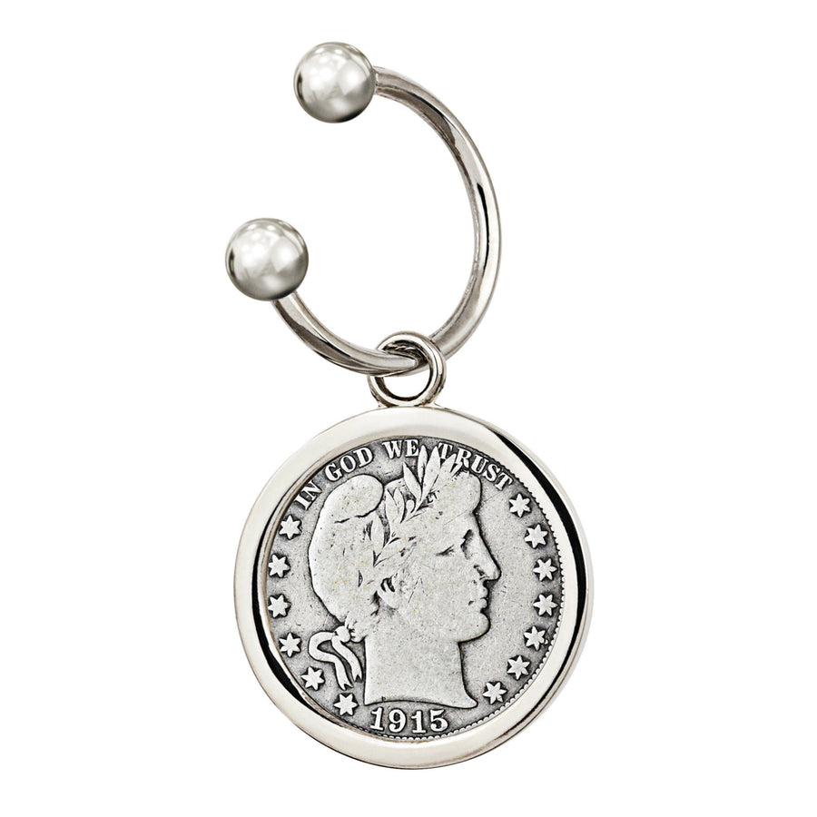 Silver Barber Half Dollar Silvertone Keychain Image 1