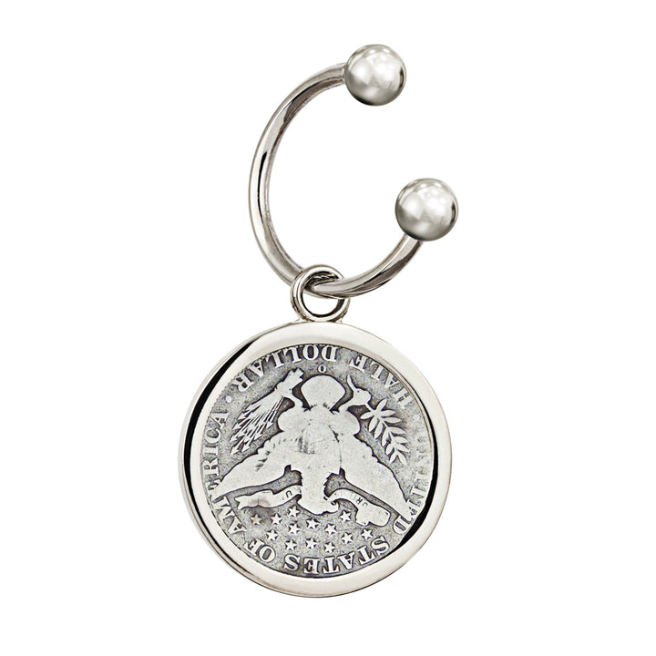 Silver Barber Half Dollar Silvertone Keychain Image 2