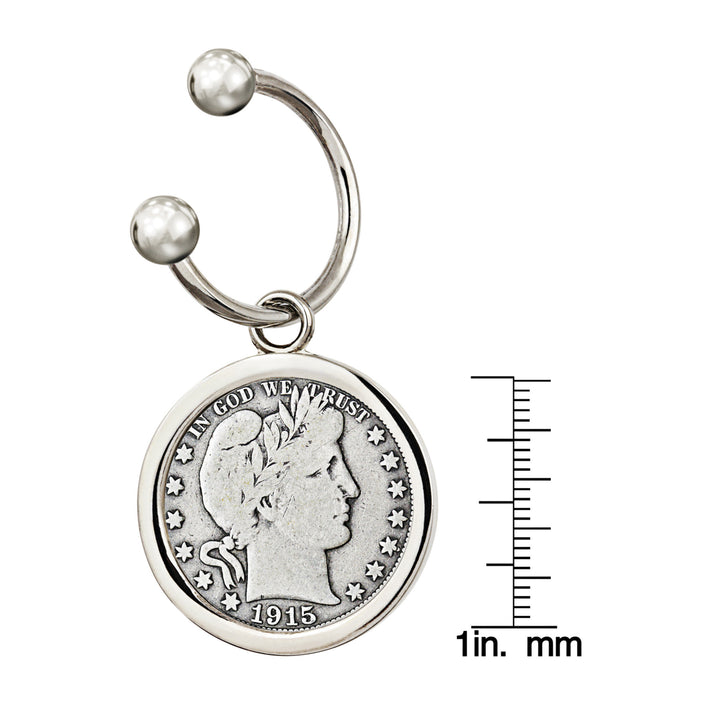 Silver Barber Half Dollar Silvertone Keychain Image 3