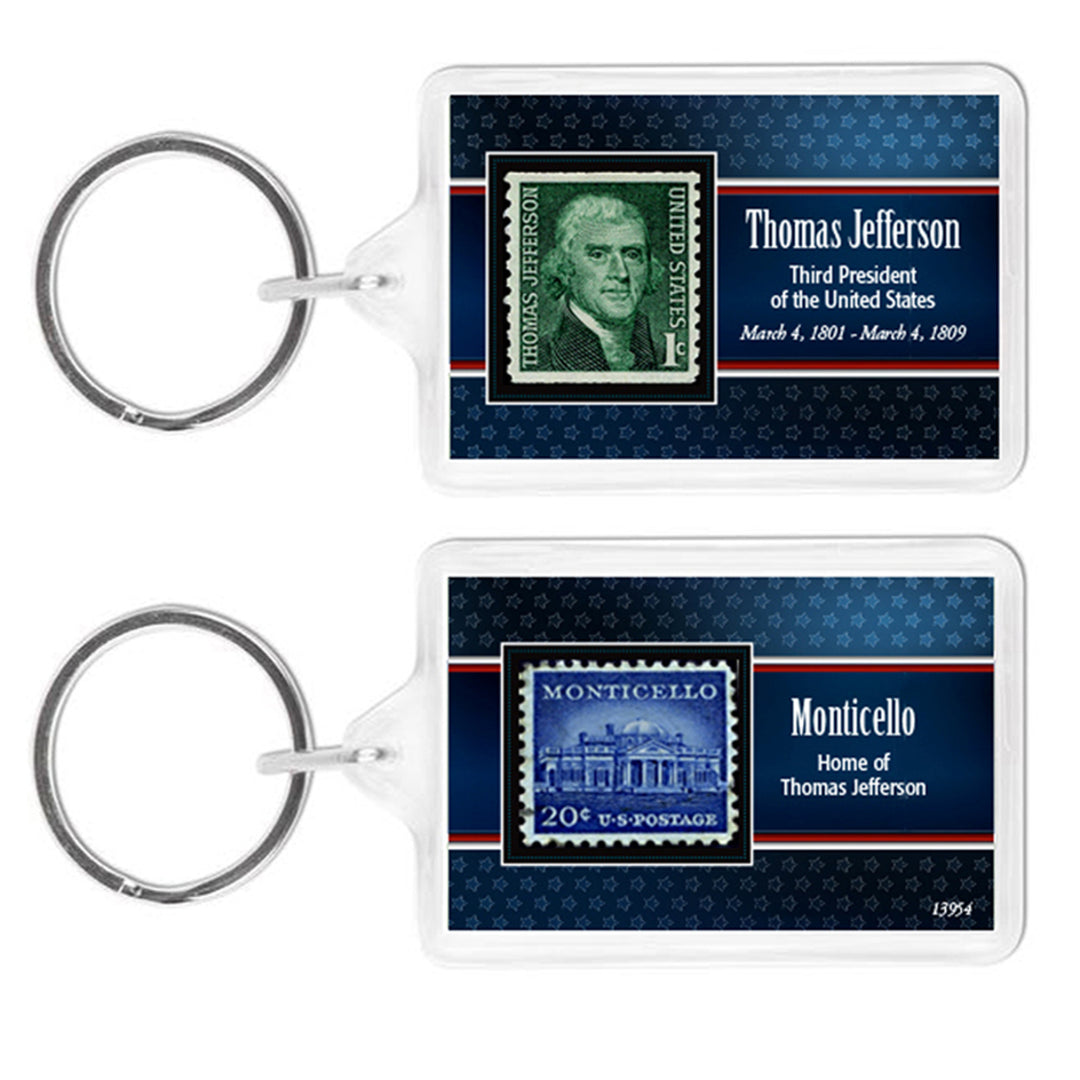 Thomas Jefferson and Monticello Stamp Acrylic Large Keychain Image 2