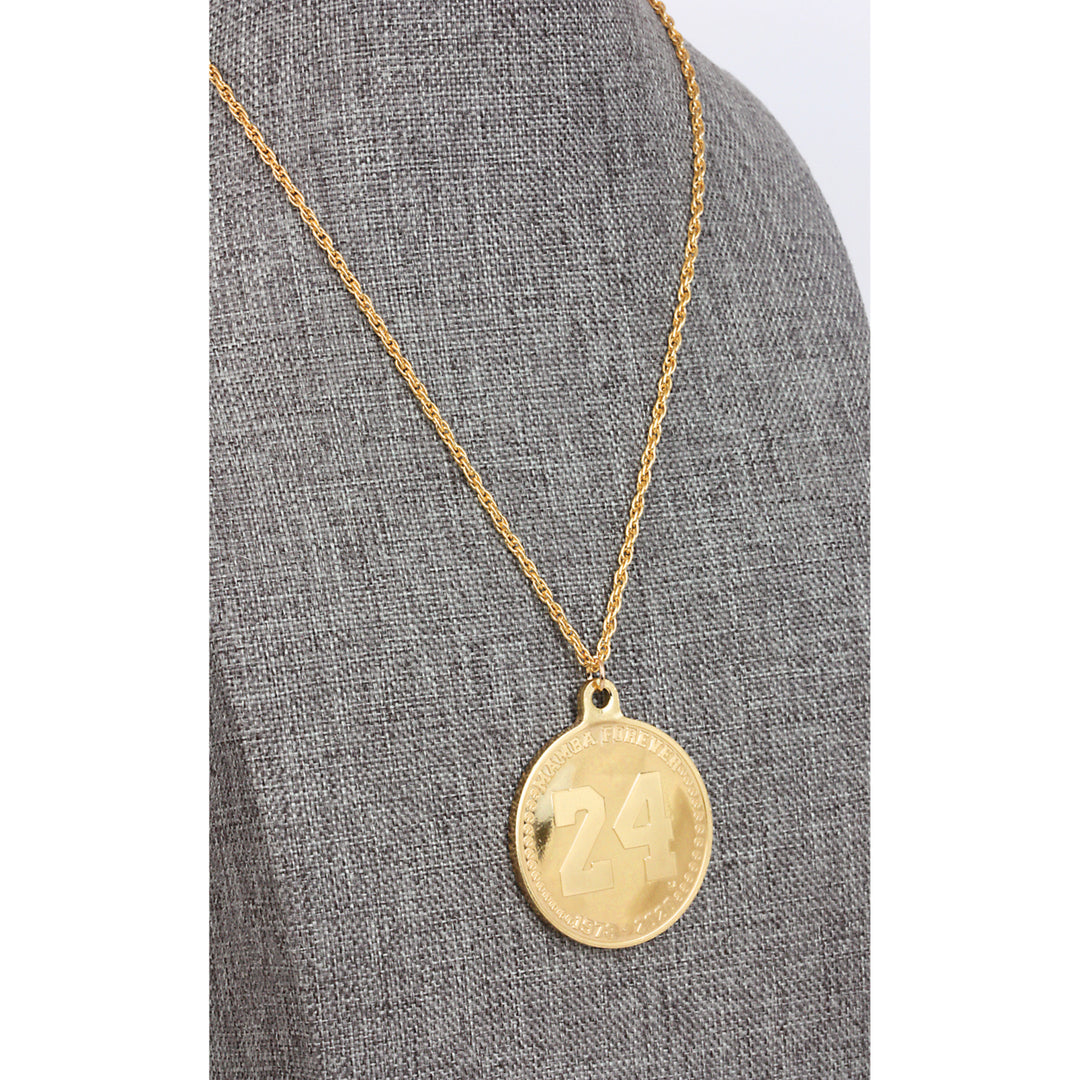 24KT Gold Plated Number 24 Medallion Pendant With Mens Chain Image 4