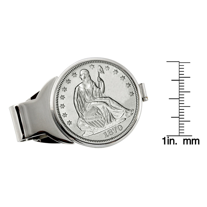 Silver Seated Liberty Half Dollar Silvertone Coin Money Clip Image 3