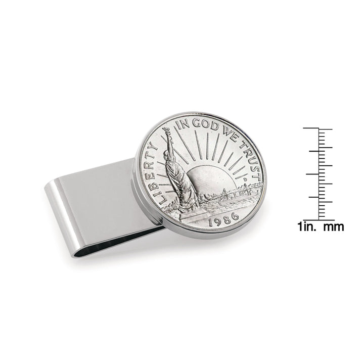 Statue of Liberty Commemorative Half Dollar Stainless Steel Silvertone Coin Money Clip Image 2