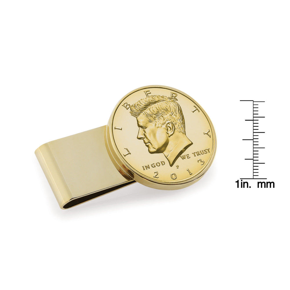 Gold-Layered JFK Half Dollar Stainless Steel Goldtone Coin Money Clip Image 2