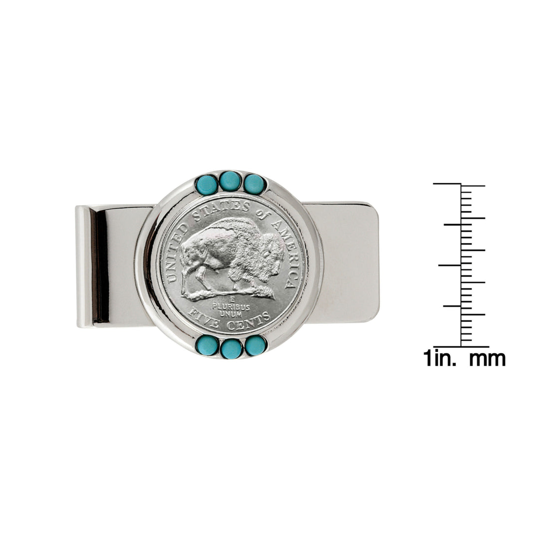 Westward Journey Bison Nickel Turquoise Coin Money Clip Image 2