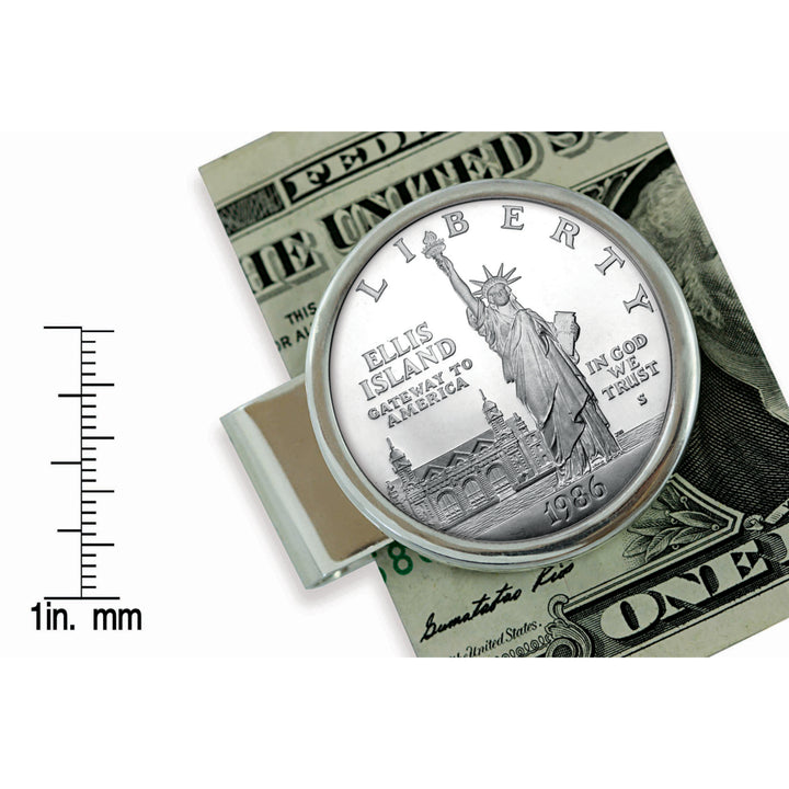 1986 Statue of Liberty Silver Dollar Sterling Silver Coin Money Clip Image 3