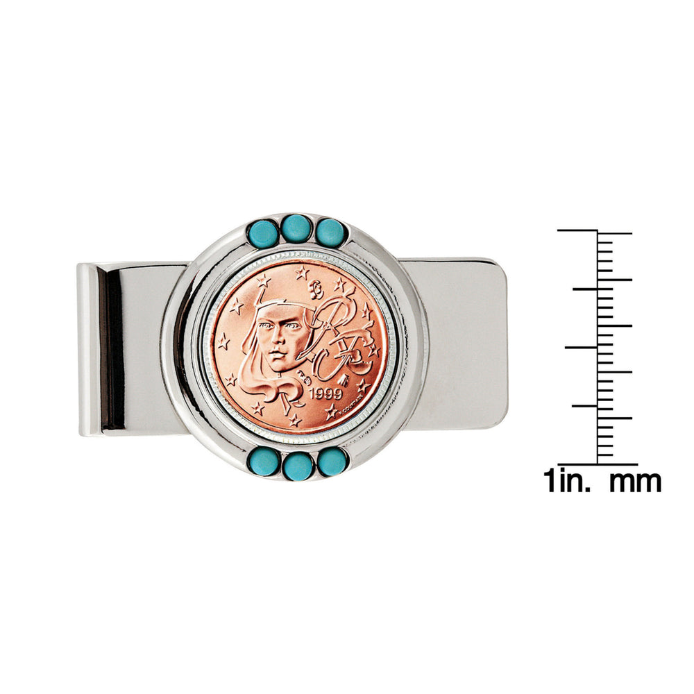 French 2 Euro Coin Turquoise Money Clip Image 2