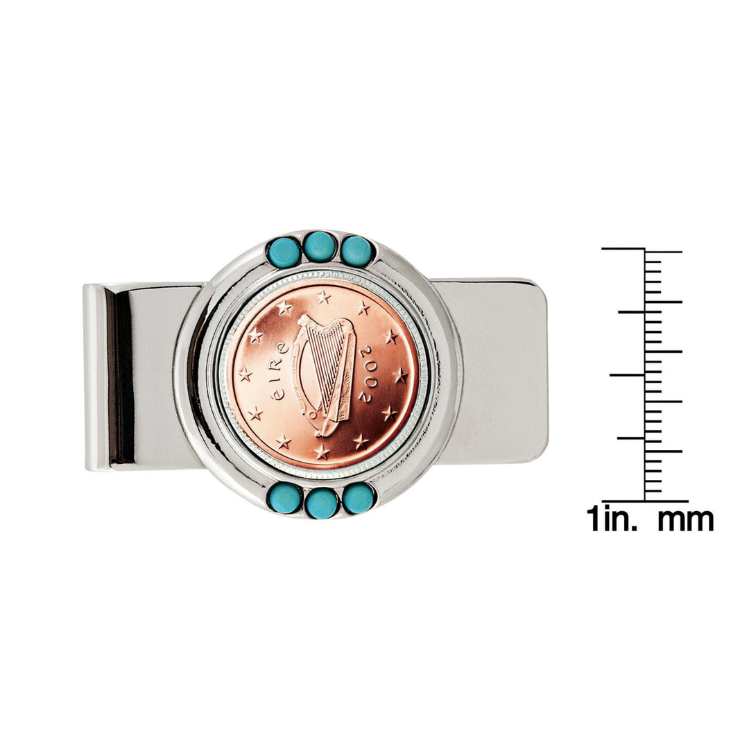 Irish 2 Euro Coin Turquoise Money Clip Image 2