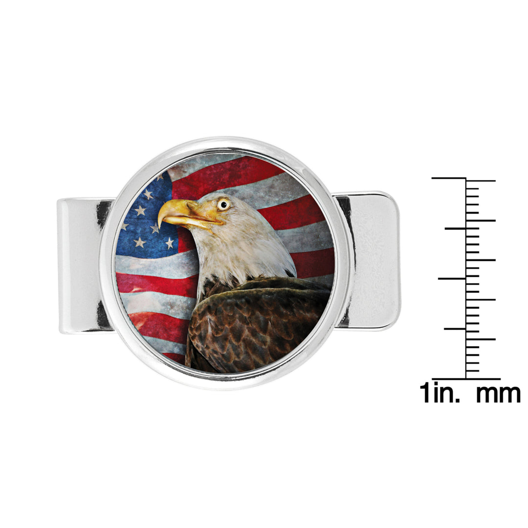 American Bald Eagle Colorized JFK Half Dollar Silvertone Money Clip Image 2