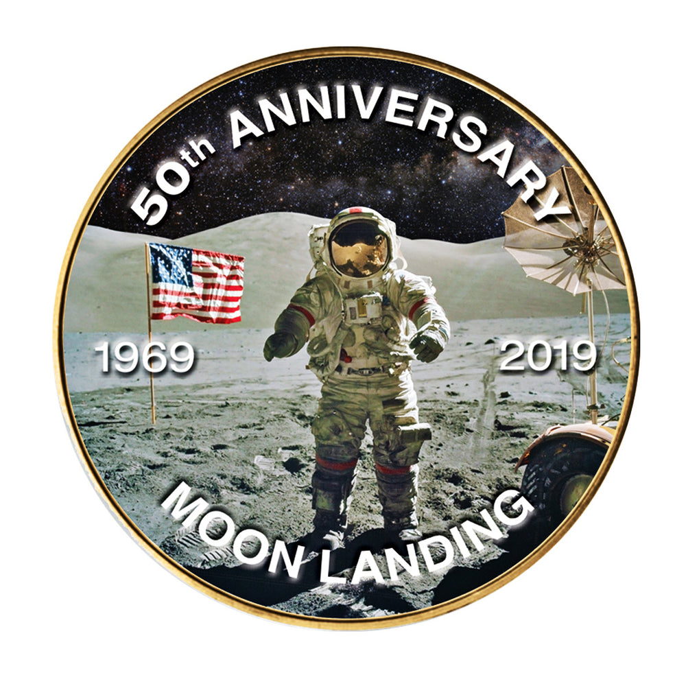 Moon Landing Bicentennial Eisenhower Colorized Dollar Gold Layered Coin Money Clip Image 2