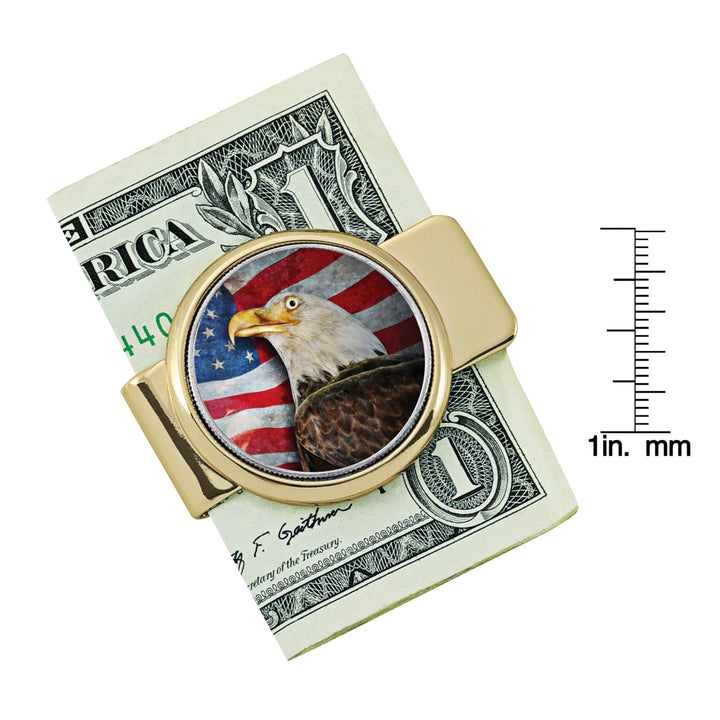 American Bald Eagle Colorized JFK Half Dollar Goldtone Money Clip Image 2