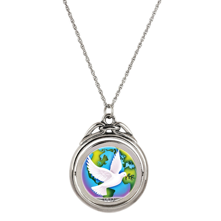 World Peace Spinner Coin Pendant with Colorized Walking Liberty Silver Half Dollar Image 1