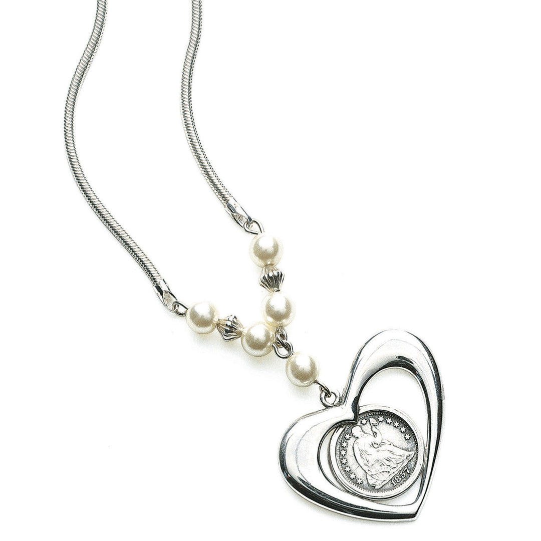 Seated Half-Dime Heart Bezel Sterling Silver Necklace Coin Jewelry Image 1