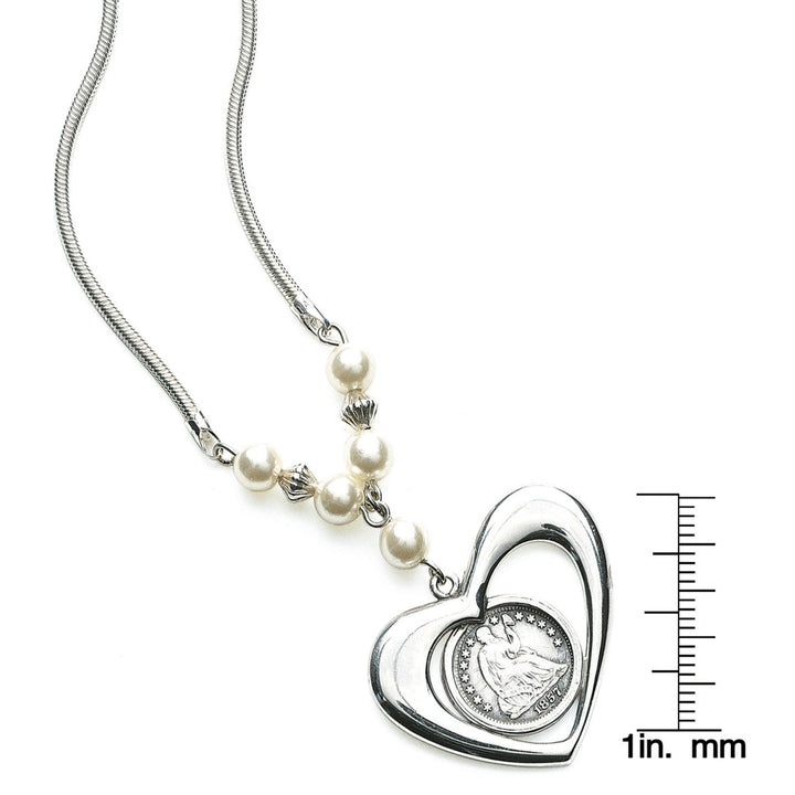 Seated Half-Dime Heart Bezel Sterling Silver Necklace Coin Jewelry Image 2