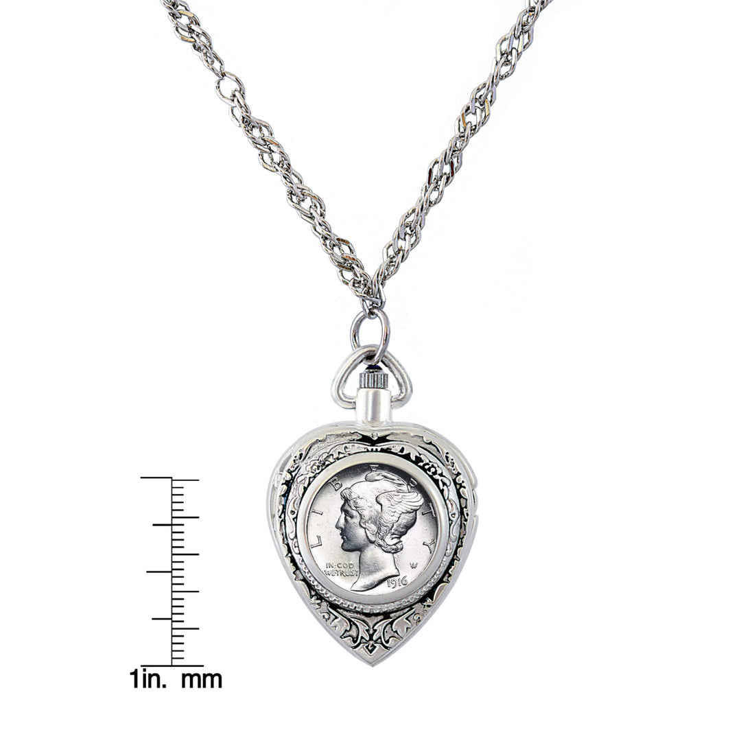 Silver Mercury Dime Heart Coin Pendant and Watch Image 4