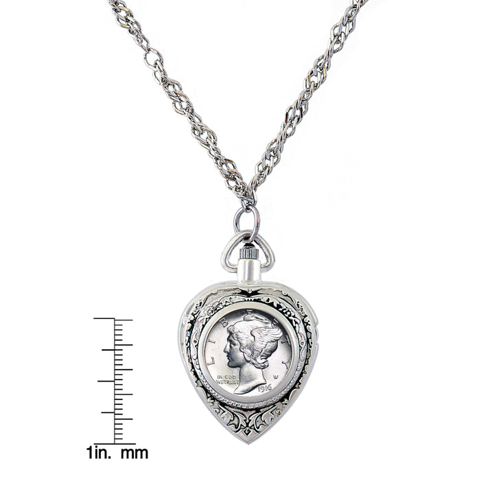 Silver Mercury Dime Heart Coin Pendant and Watch Image 4