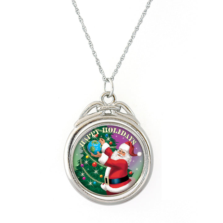 Happy Holidays Colorized JFK Half Dollar Spinner Coin Pendant Image 1