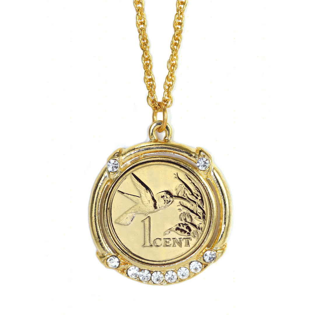 Gold -Layered Hummingbird Coin Pendant Image 1