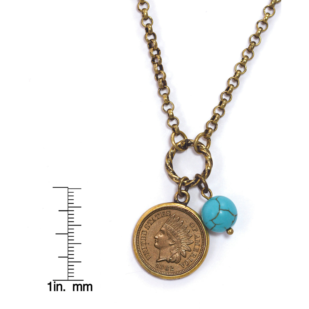 Civil War Indian Head Coin with Turquoise Bead Image 3