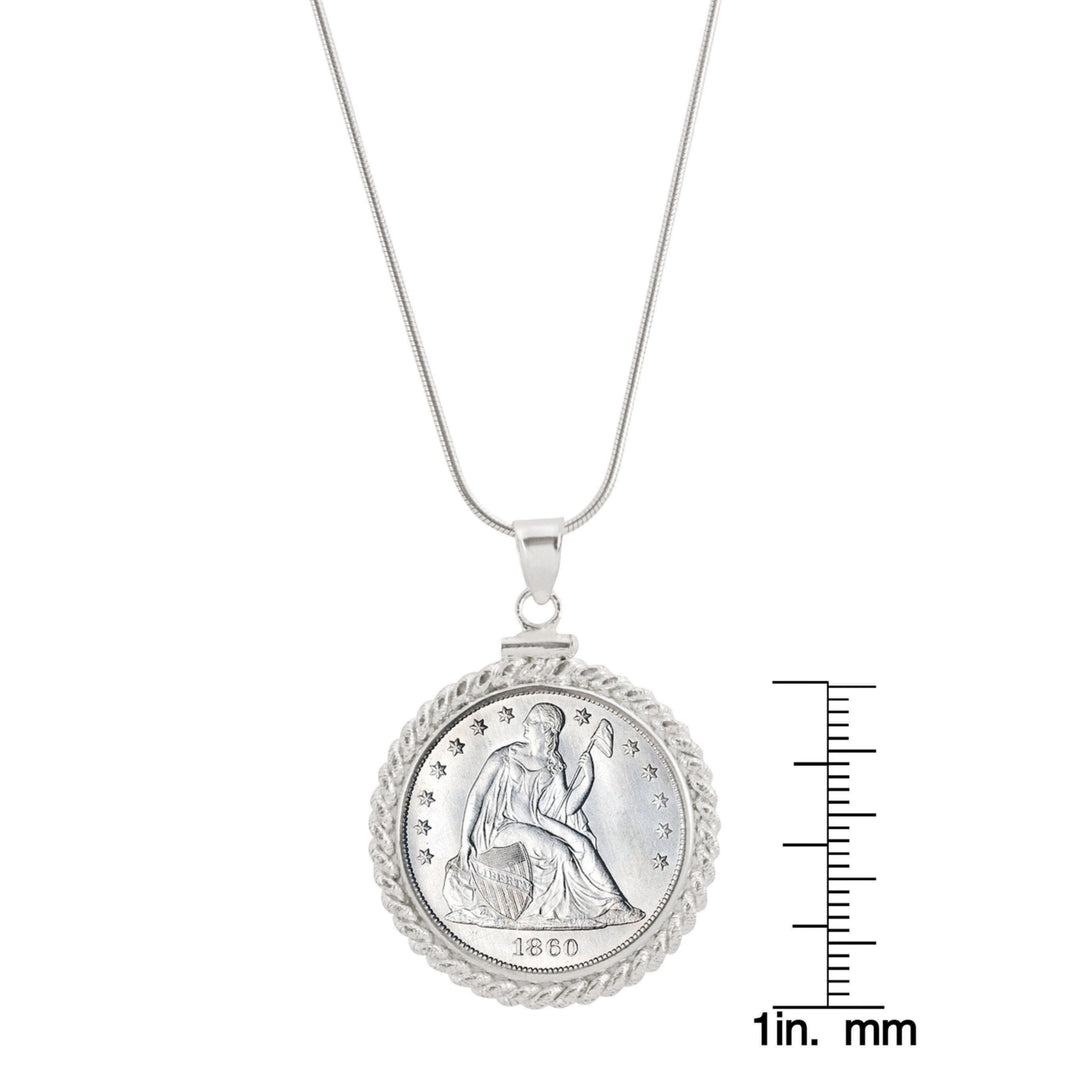 Sterling Silver Twisted Wire Silver Seated Liberty Quarter Coin Pendant Image 3