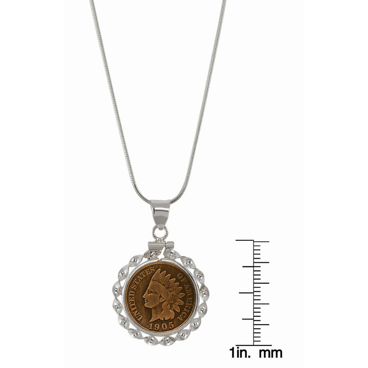 Sterling Silver Ribbon Style Coin Pendant with Genuine Indian Penny Image 3