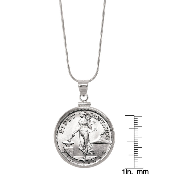 Silver Philippines 50 Centavos Sterling Silver Coin Pendant Image 2