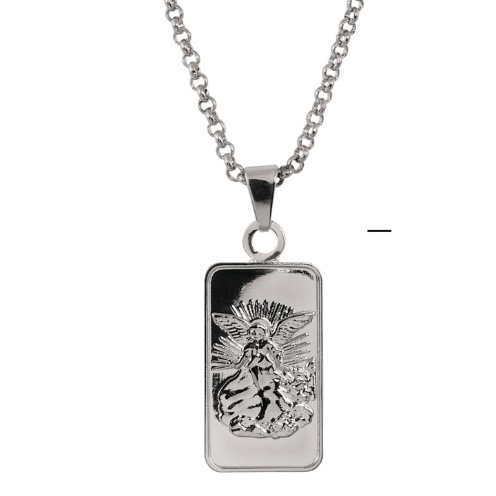 Angel Ingot Coin Pendant - Silvertone Image 1