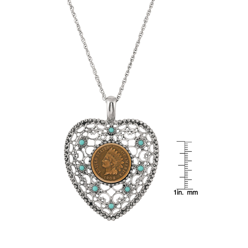 Indian Cent Vintage Heart Coin Pendant Image 2