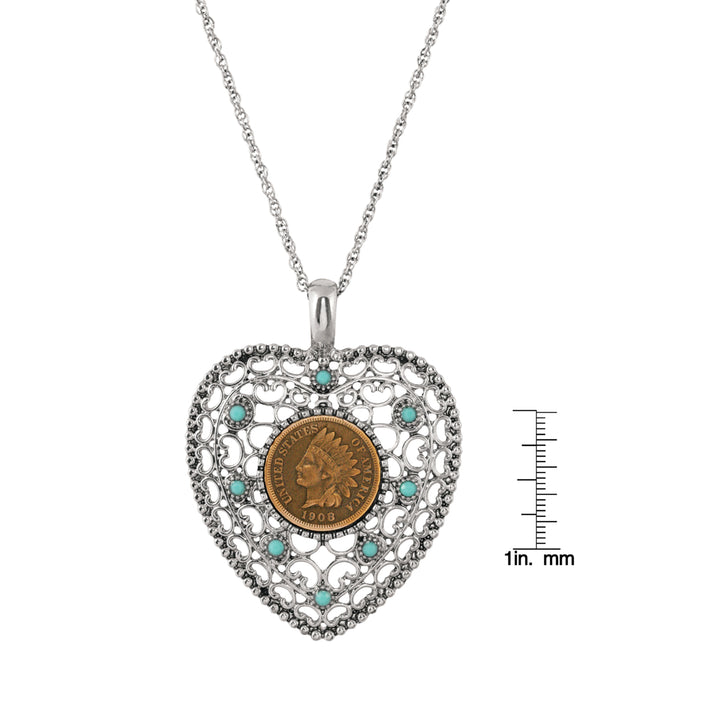 Indian Cent Vintage Heart Coin Pendant Image 2