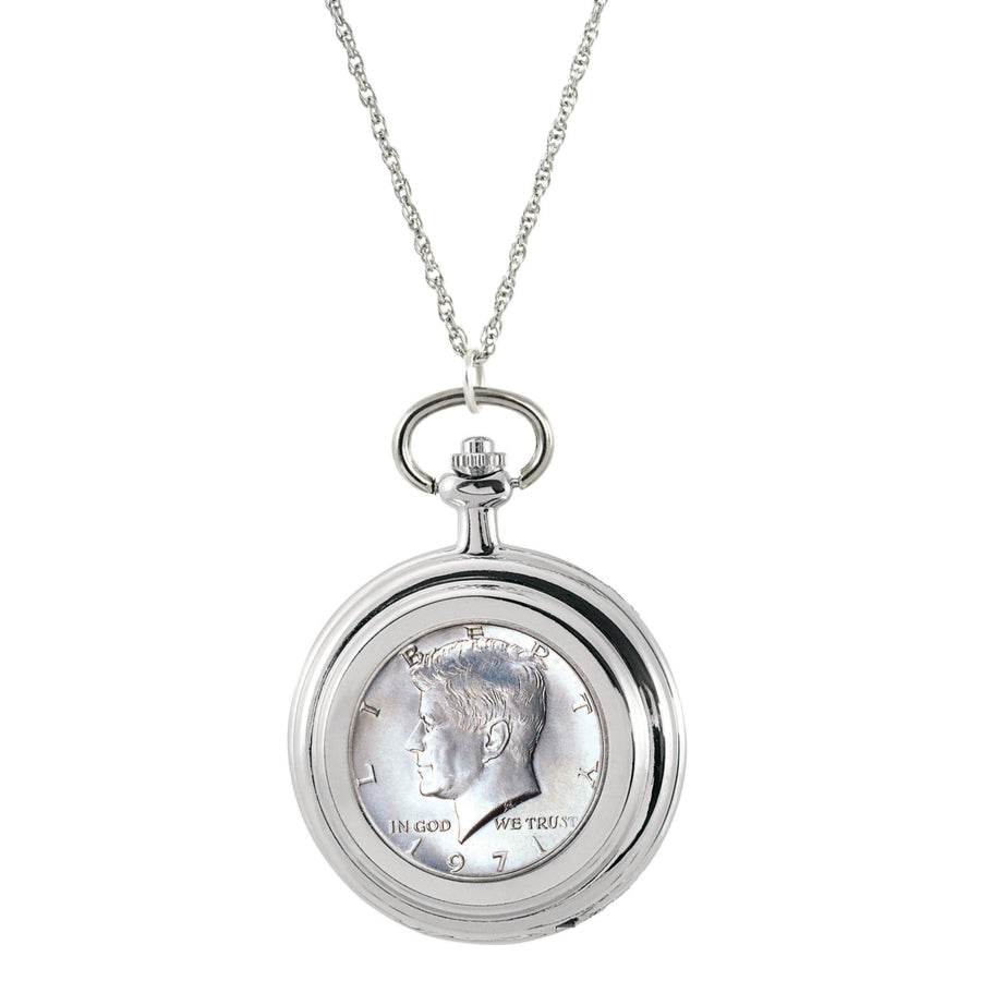 JFK Half Dollar Coin Pocket Watch Coin Pendant Necklace Image 1