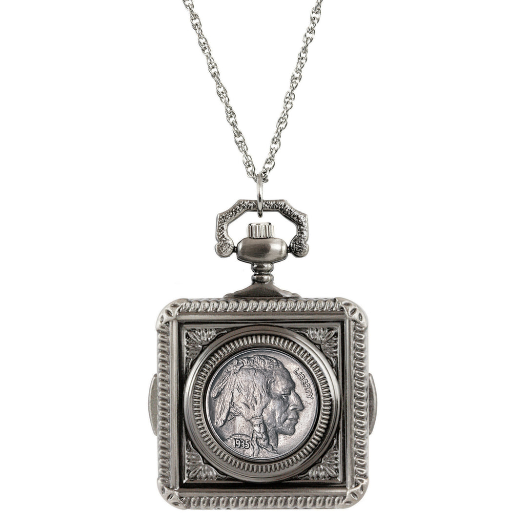 Buffalo Nickel Coin Pocket Watch Coin Pendant Necklace Image 1