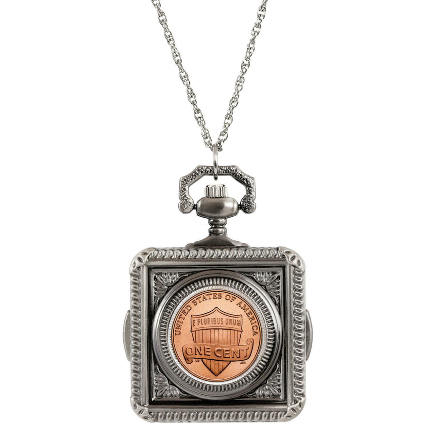 Lincoln Union Shield Penny Coin Pocket Watch Coin Pendant Necklace Image 1