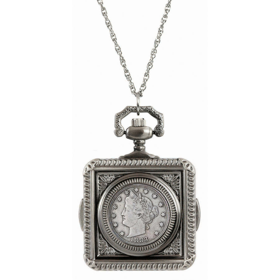 1883 First-Year-of-Issue Liberty Nickel Coin Pocket Watch Coin Pendant Necklace Image 1