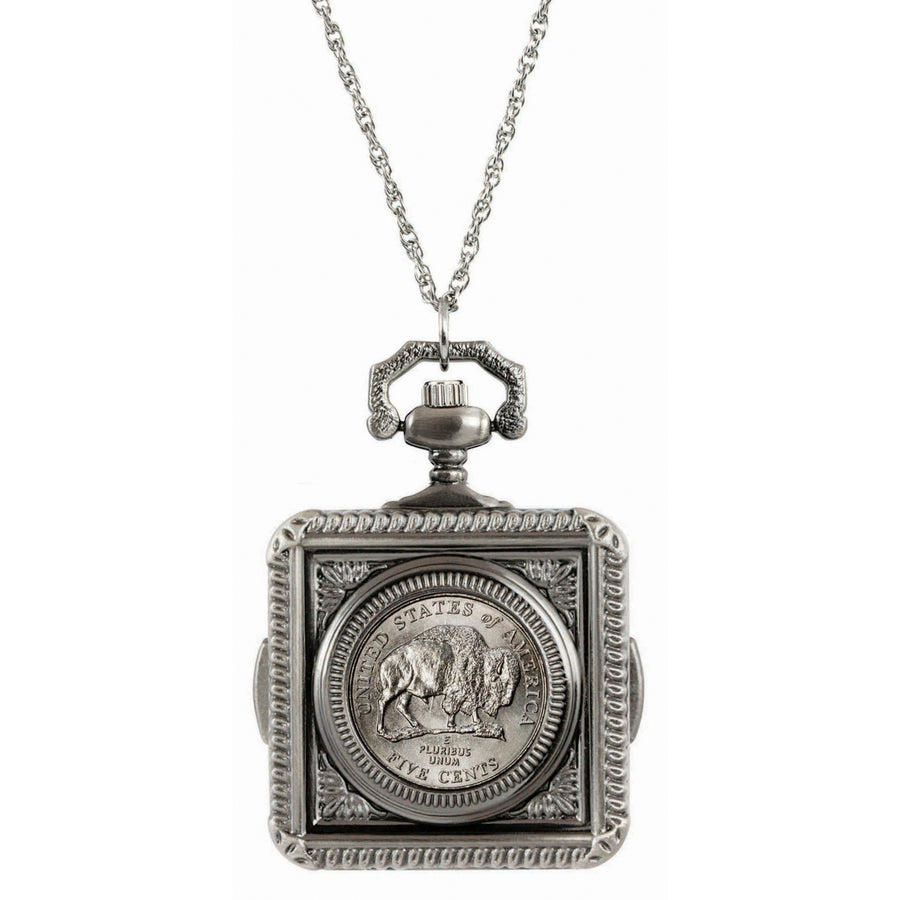 Westward Journey Bison Nickel Coin Pocket Watch Coin Pendant Necklace Image 1