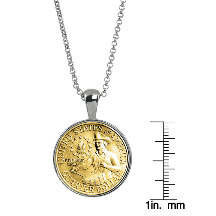 Gold Layered Bicentennial Washington Quarter Coin Pendant Image 3