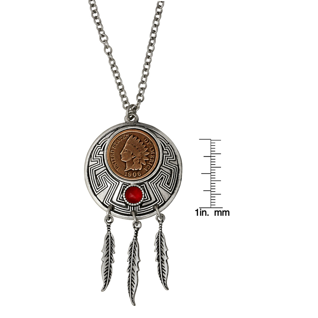 Indian Cent Carnelian Dream Catcher Coin Pendant Image 3