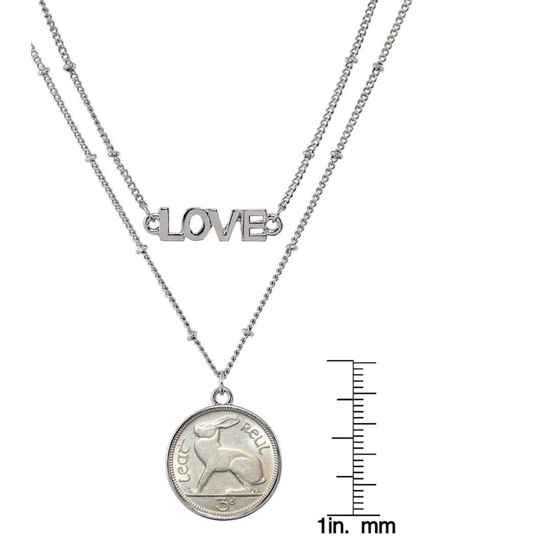 Irish Three Pence Rabbit Coin Double Strand Love Necklace Image 3