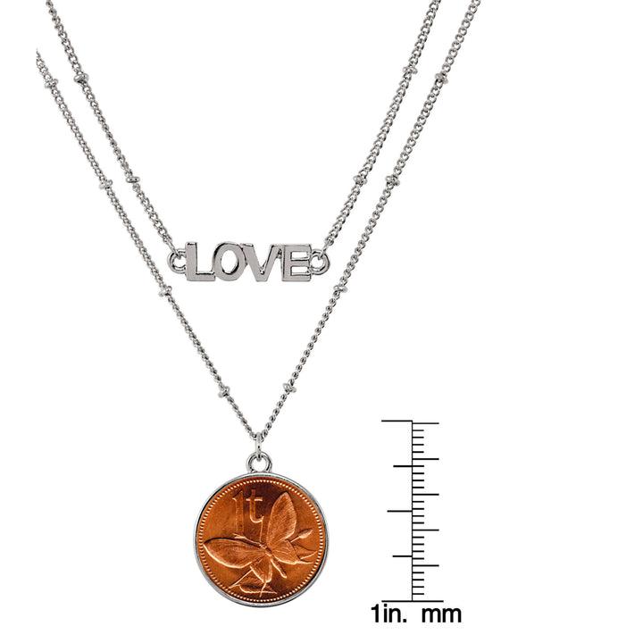 Butterfly Coin Double Strand Love Necklace Image 3