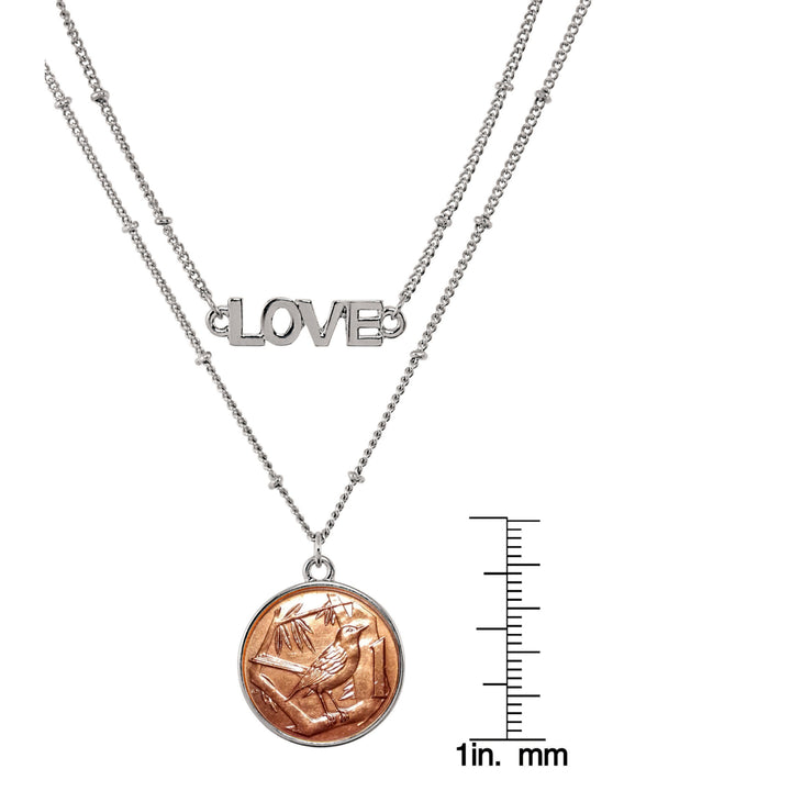 Thrush Bird Coin Double Strand Love Necklace Image 3