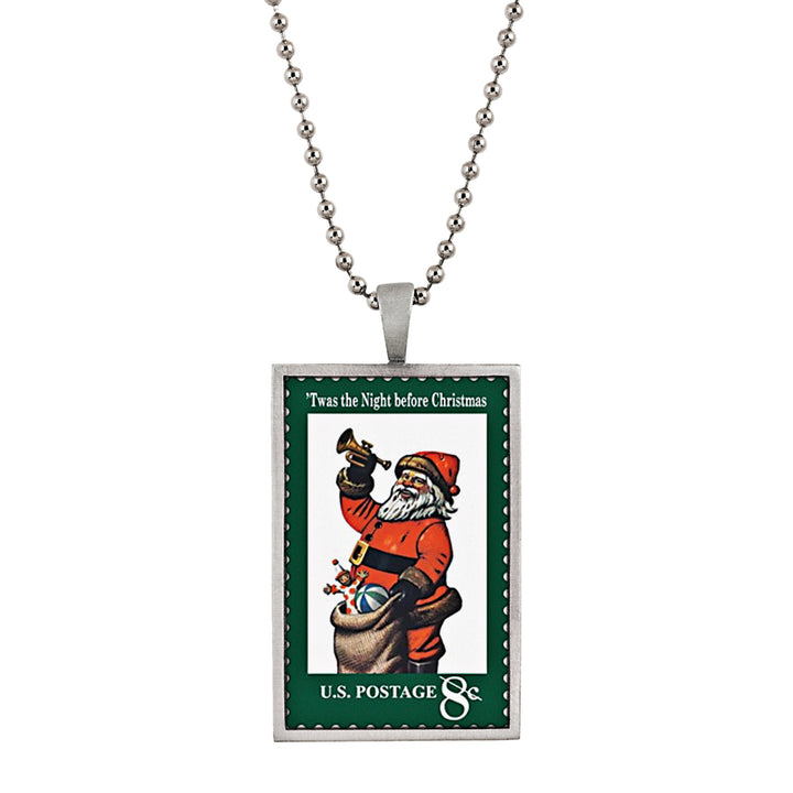 Twas The Night Before United States Postage Stamp Ball Chain Necklace Image 1