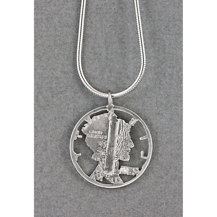 Silver Mercury Dime Hand Cut Coin Sterling Silver Necklace Image 3