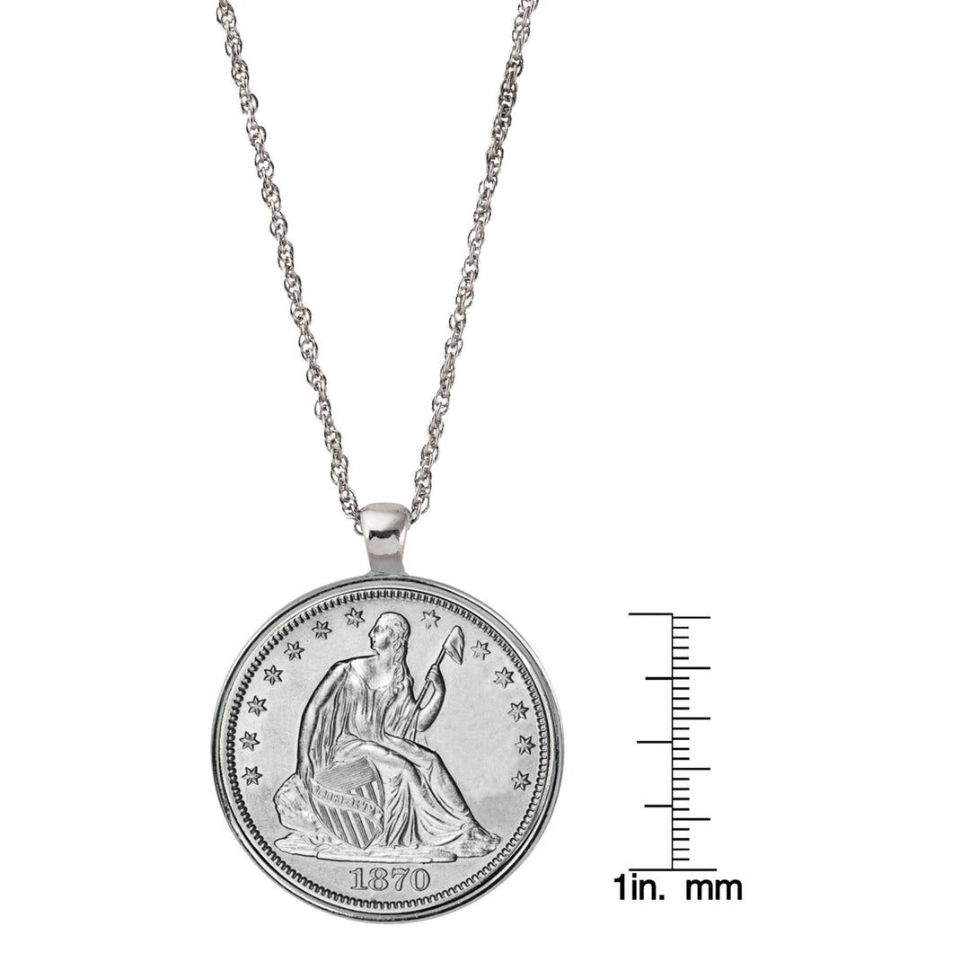 Silver Seated Liberty Half Dollar Coin Silvertone Pendant Image 3