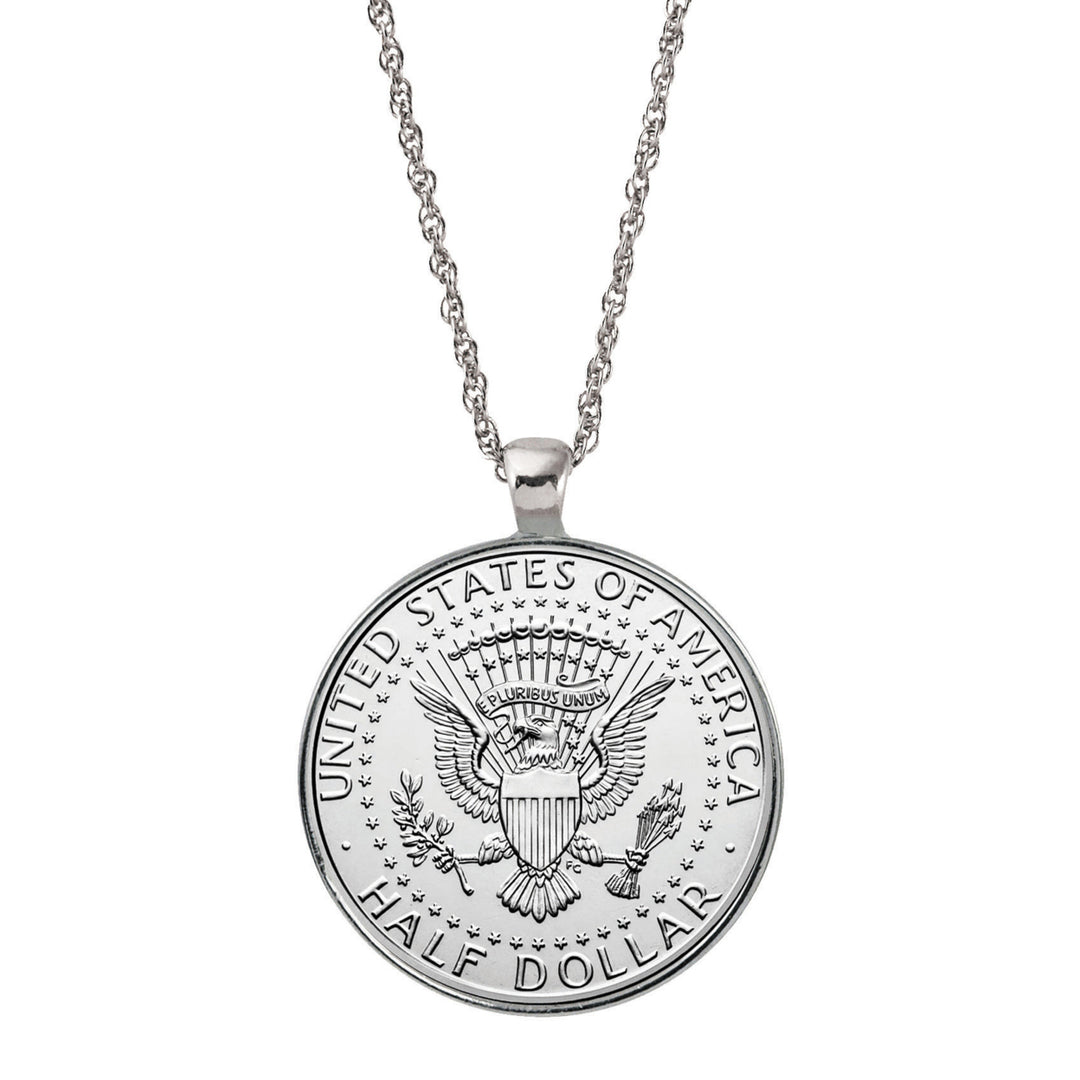 Presidential Seal Half Dollar Coin Silvertone Pendant Image 1