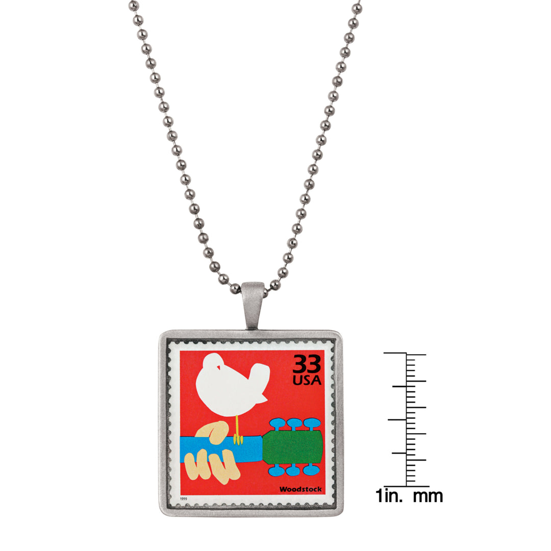 United States Postage Woodstock Celebration Stamp Ball Chain Necklace Image 4