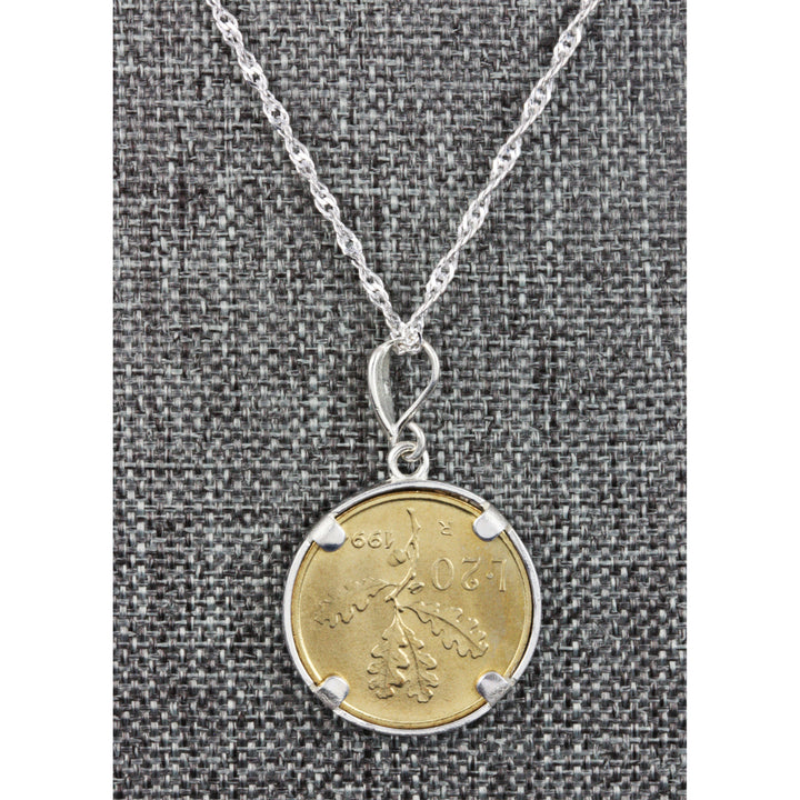 Italian Republic 20 Lira Coin Sterling Silver Necklace Image 2