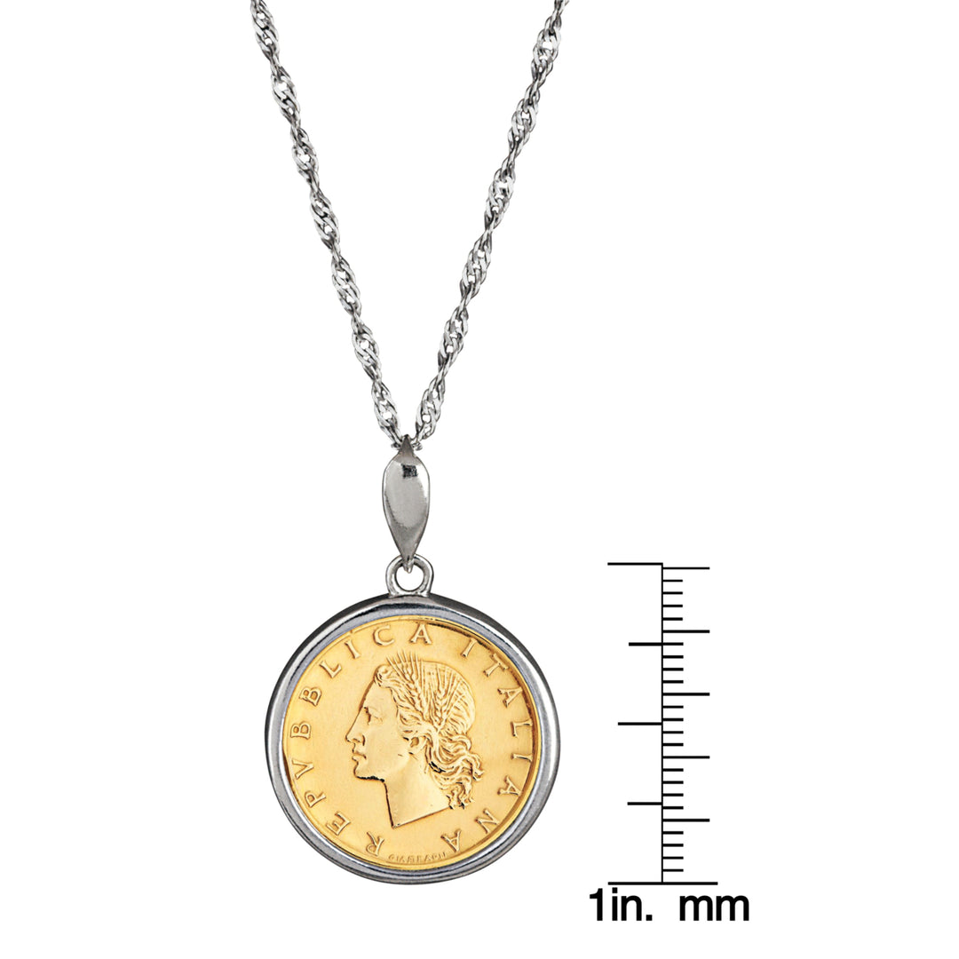 Italian Republic 20 Lira Coin Sterling Silver Necklace Image 4