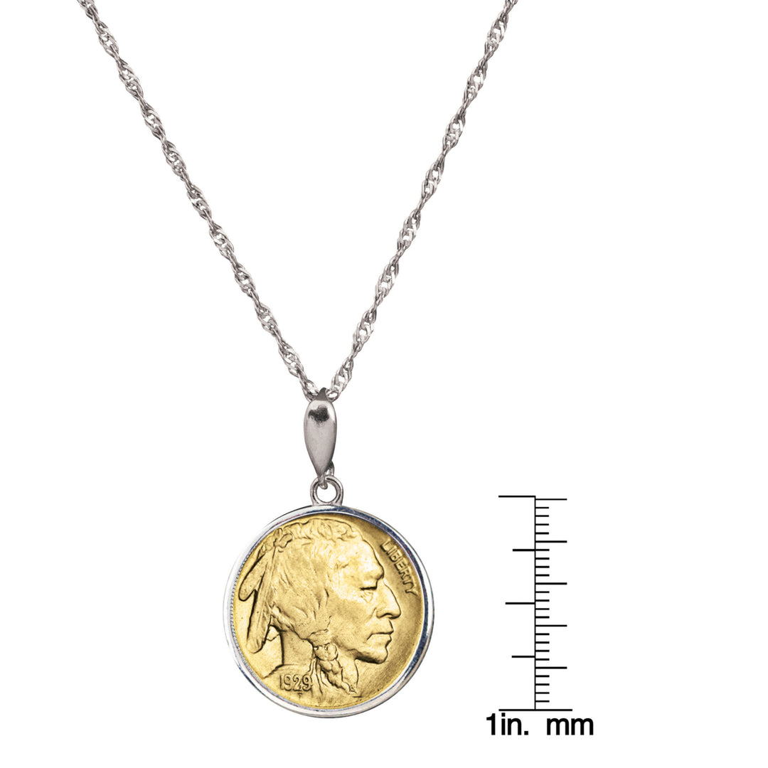 Gold Layered Buffalo Nickel Coin Sterling Silver Necklace Image 4