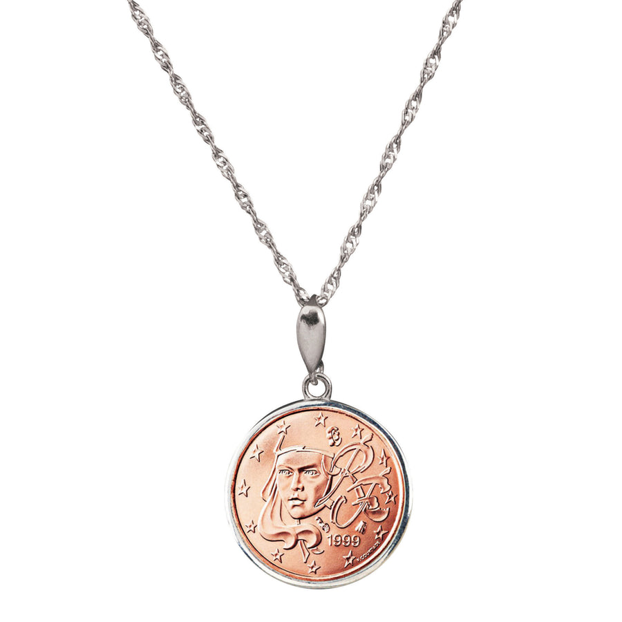 French 5 Euro Cent Coin Sterling Silver Necklace Image 1