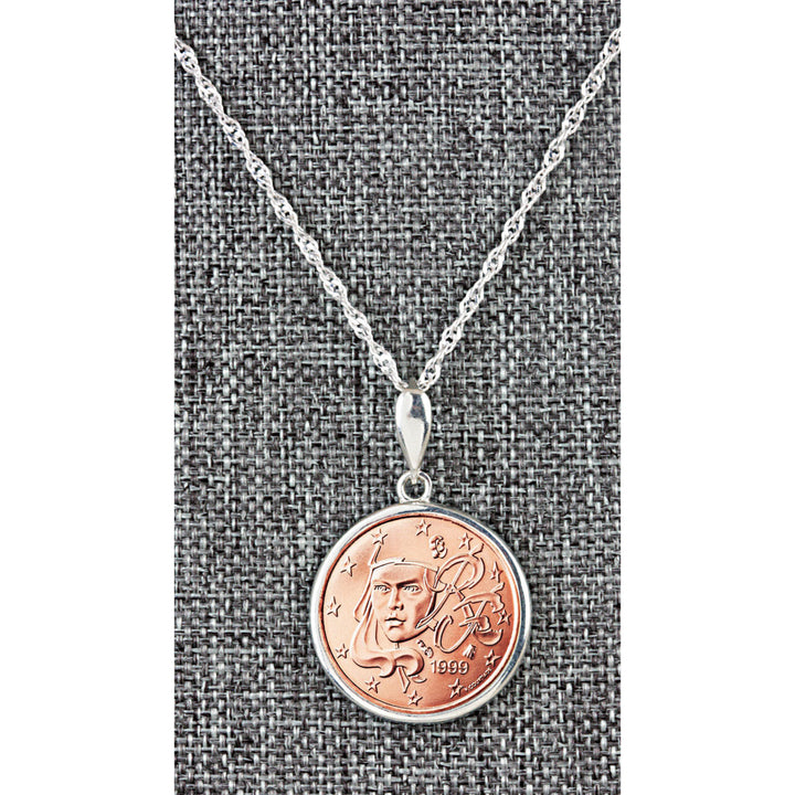 French 5 Euro Cent Coin Sterling Silver Necklace Image 2