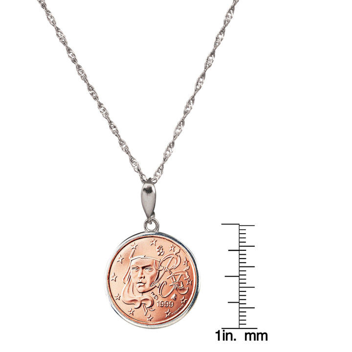 French 5 Euro Cent Coin Sterling Silver Necklace Image 4